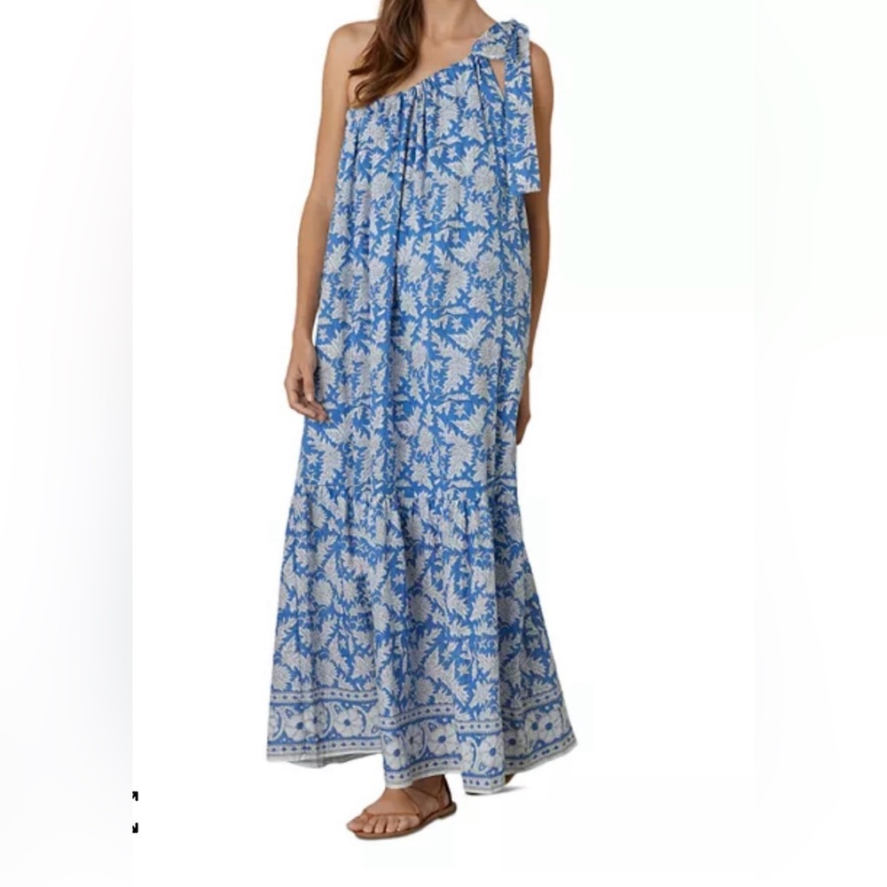 NWT • Graham & Spencer One Shoulder Maxi Dress, Swim Coverup • Blue, White